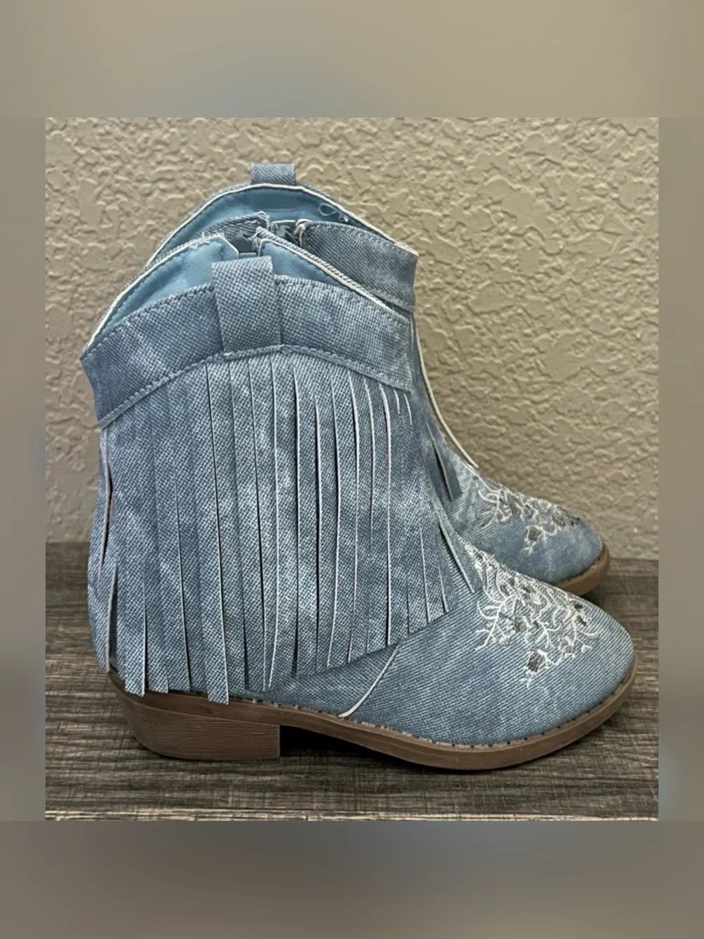 Pawz Toddler Girl Denim Western Cowgirl Boots Blue Color Size-12